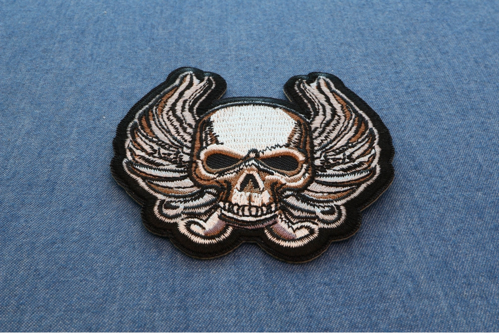 Skull and Wings Patch, Biker Skull Patches by Ivamis Patches