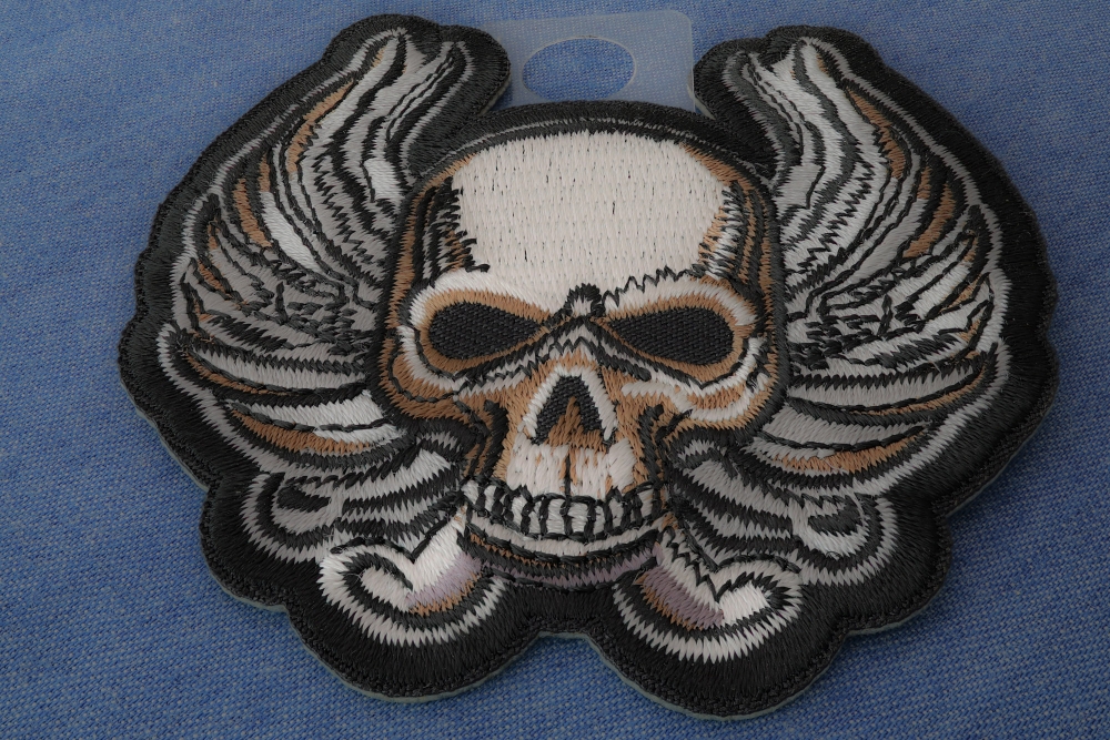 Skull and Wings Patch, Biker Skull Patches by Ivamis Patches