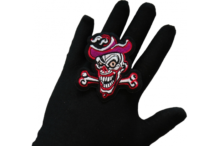 Crazy Skull and Bone Patch, Skull Patches shown on hand for size comparison