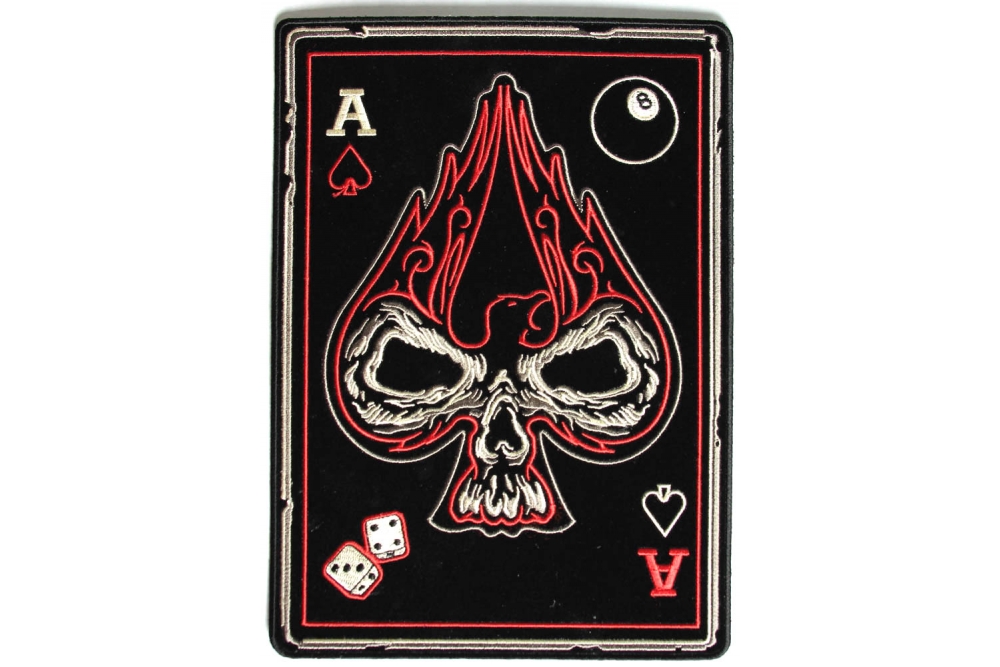 Ace Of Spades Skull Large Biker Back Patch