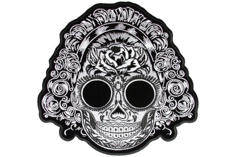 Black and White Sugar Girl Skull Vibes Back Patch