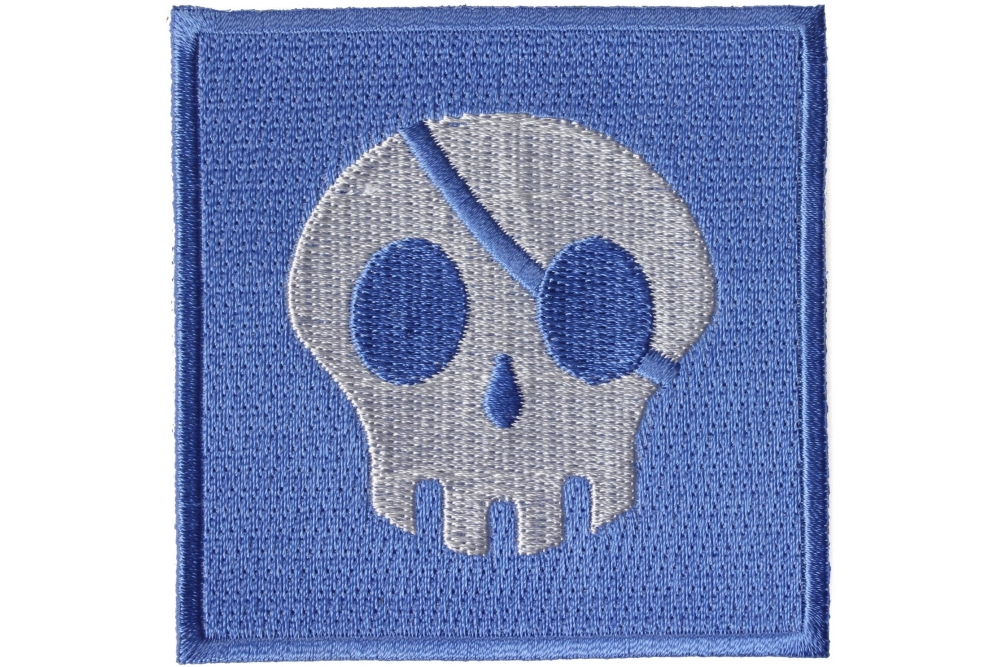 Blue and White One Eyed Skull Kids Patch
