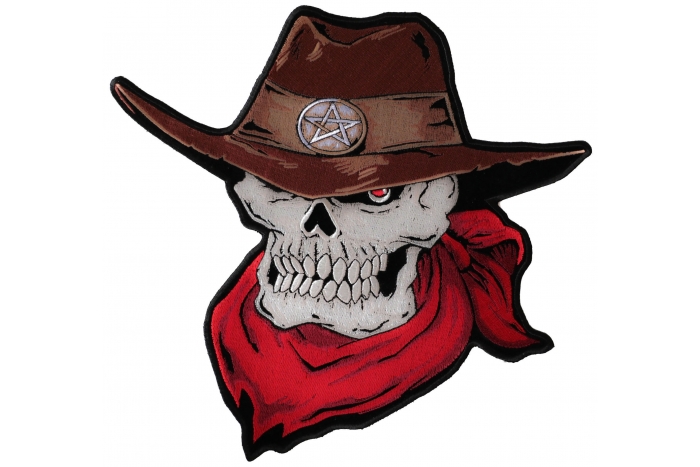 Red Scarf Cowboy Skull Patch