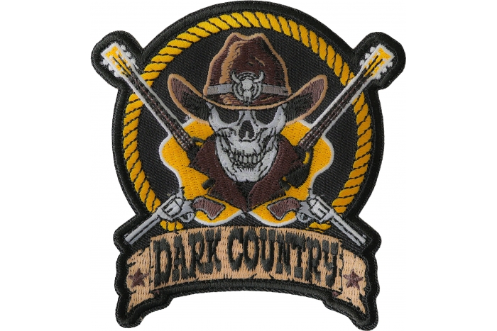 Dark Country Music Patch with Skull Cowboy Hat Guitars Pistols 