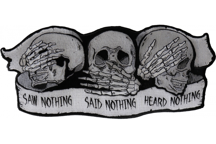 Heard Nothing Saw Nothing Said Nothing Skulls Patch