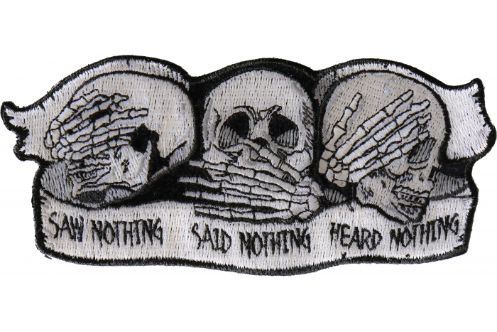 Heard Nothing Saw Nothing Said Nothing Skulls Patch