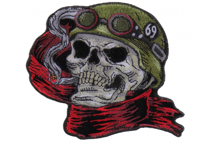 Cigar Skull Motorcycle Rider Patch