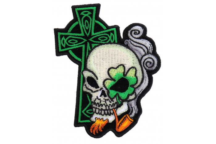 Irish Skull Cross Smoking Pipe Patch