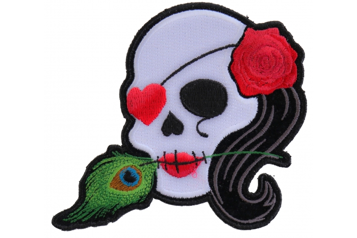 Heart Eye Lady Skull Patch