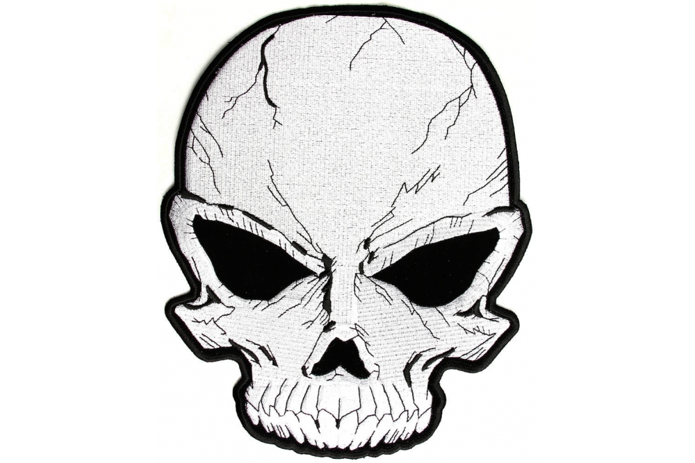 Large Cracked Skull Patch Grey