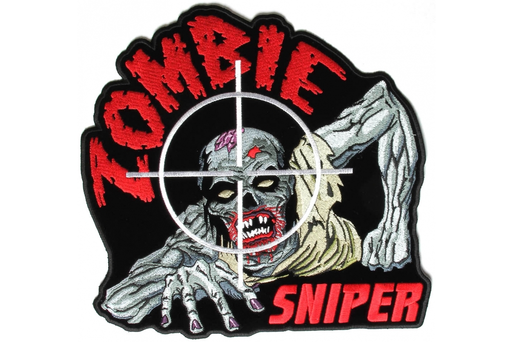 Zombie Sniper Large Embroidered Iron on Patch