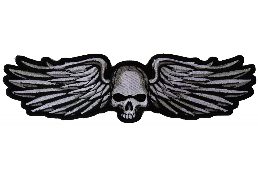 Metal Wings With Skull Patch
