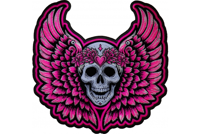 Pink Angel Wings Skull Patch