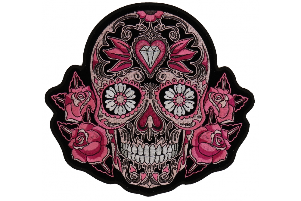 Pink Roses Sugar Skull Patch