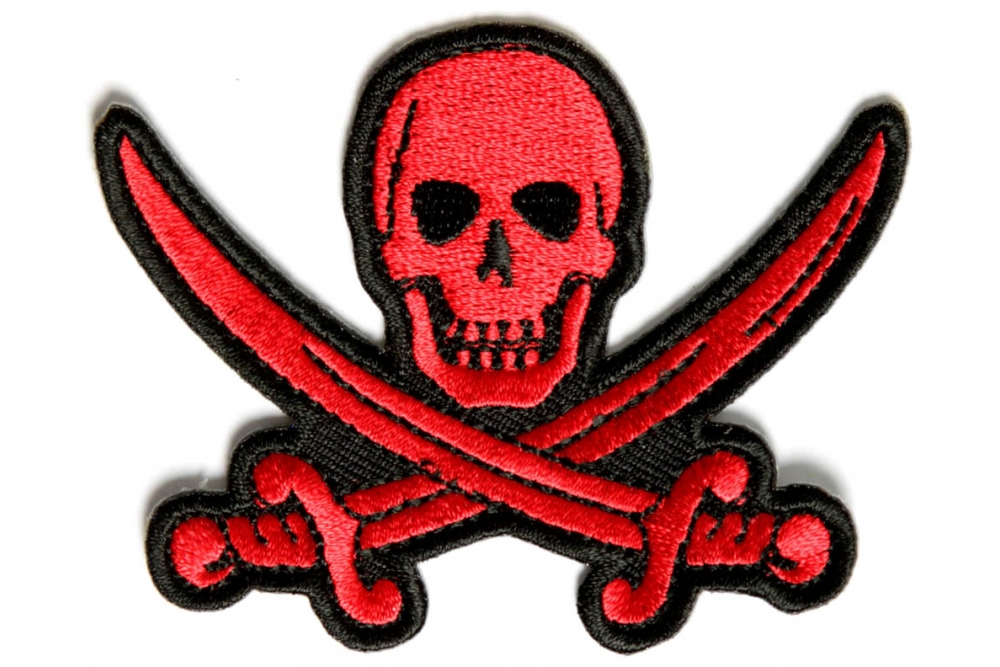 Red Pirate Sword Skull Patch