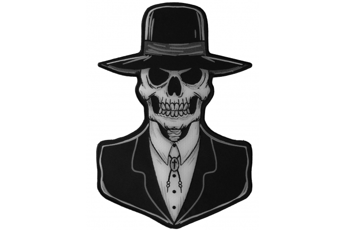 Preacher Skull Tall Hat Patch