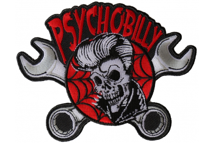 Psychobilly Skull and Wrenches Patch