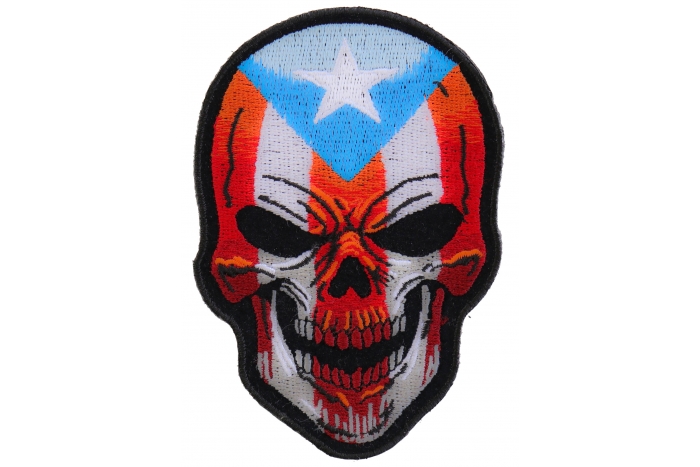 Puerto Rican Flag Skull Patch