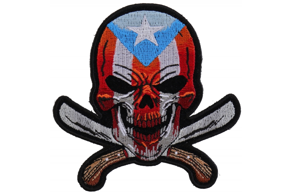 Puerto Rican Skull With Machetes Patch