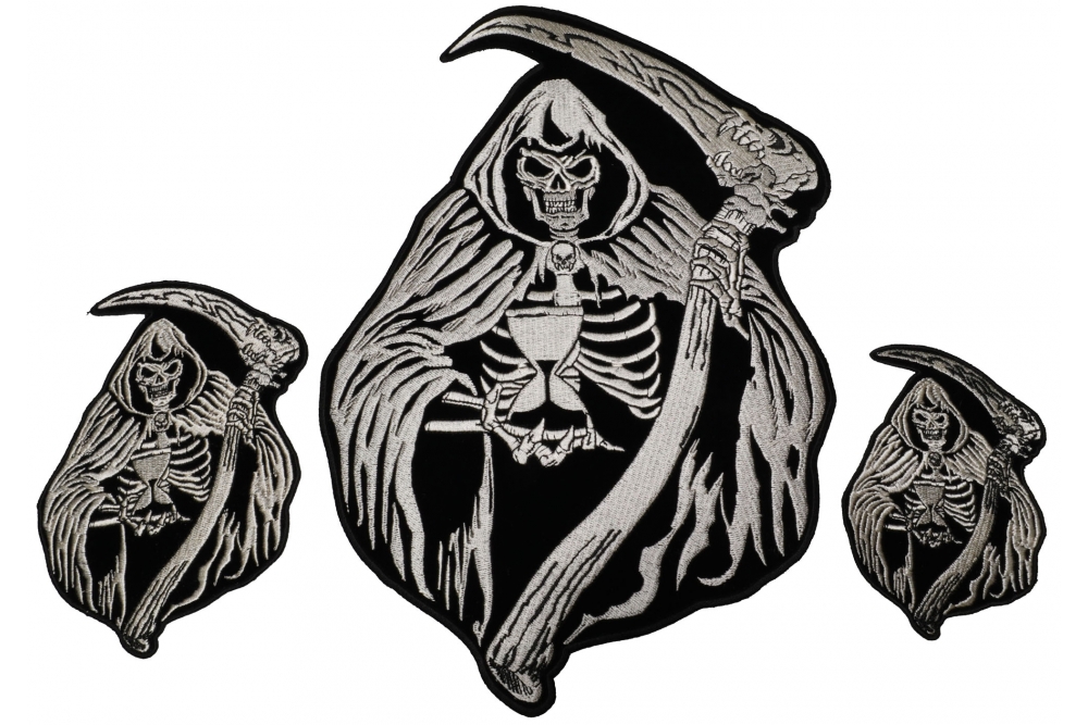 Reaper Skull Small Medium and Large set of 3 Patches