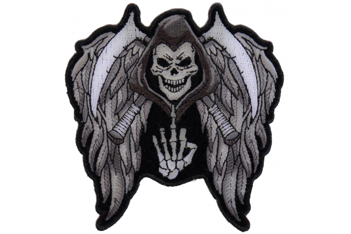 Reaper Skull Wings Middle Finger Patch