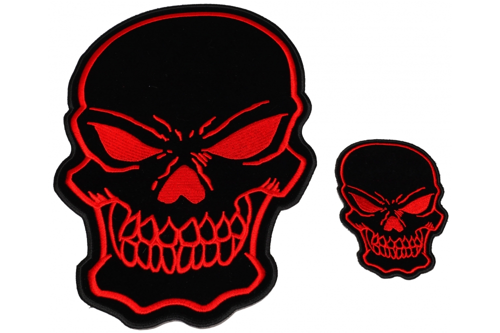 Red Skulls Small and Large set of 2 Patches
