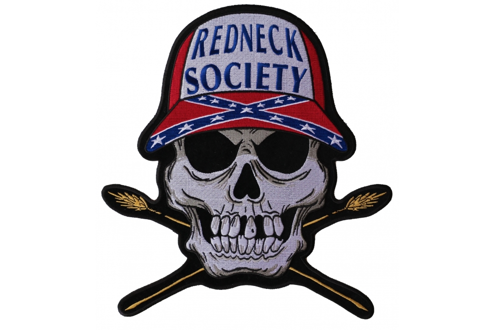 Redneck Society Rebel Skull Embroidered Iron on Patch
