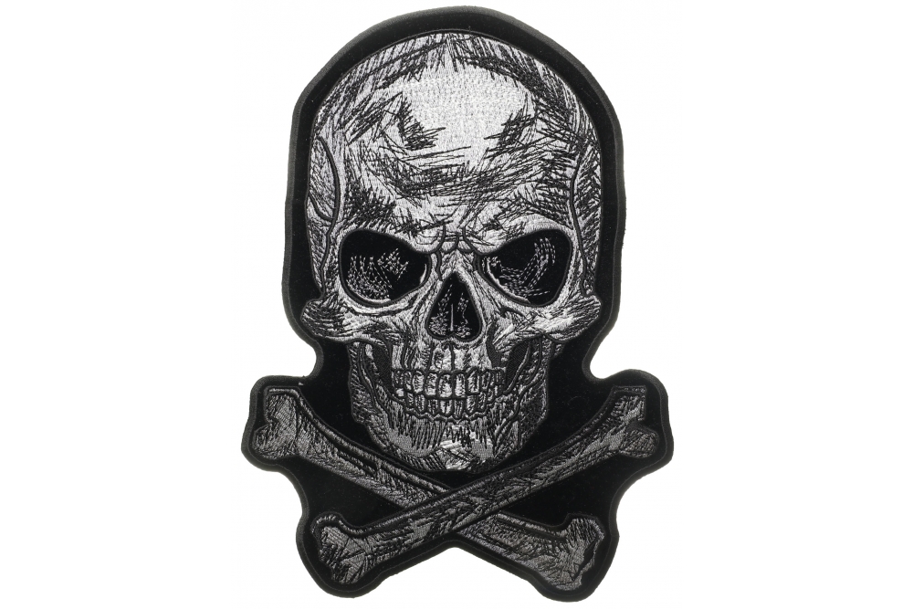 Scratched Skull and Crossbones Large Back Patch