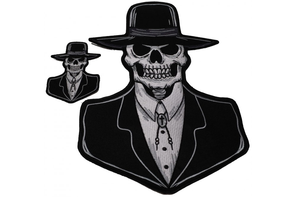 Set of 2 Small and Large Preacher Skull Patches