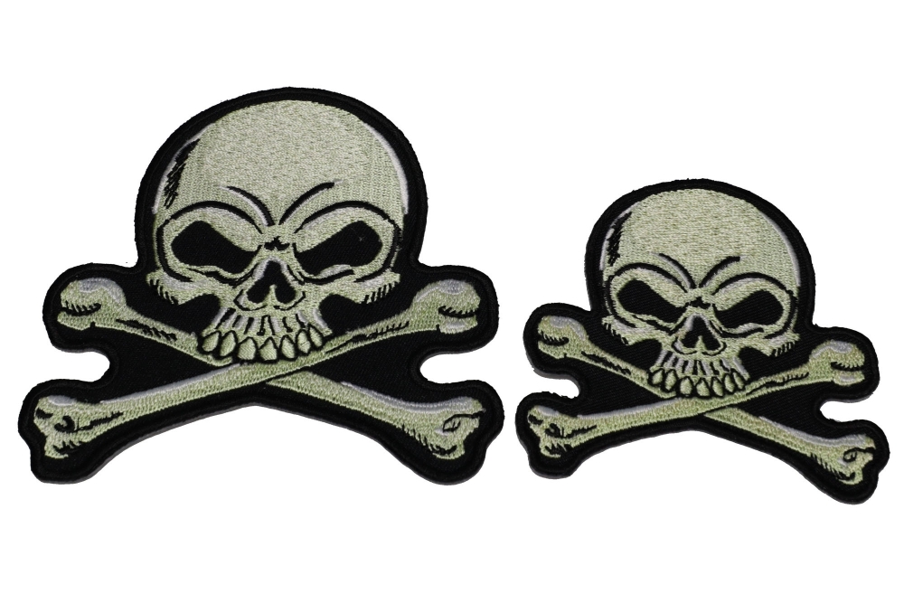Set of 2 Small Gray Skull Patches