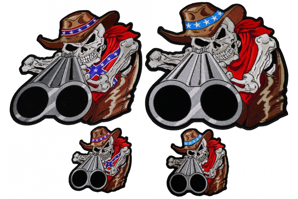 Set of 4 Skull Cowboy with Shotgun Barrel Patch