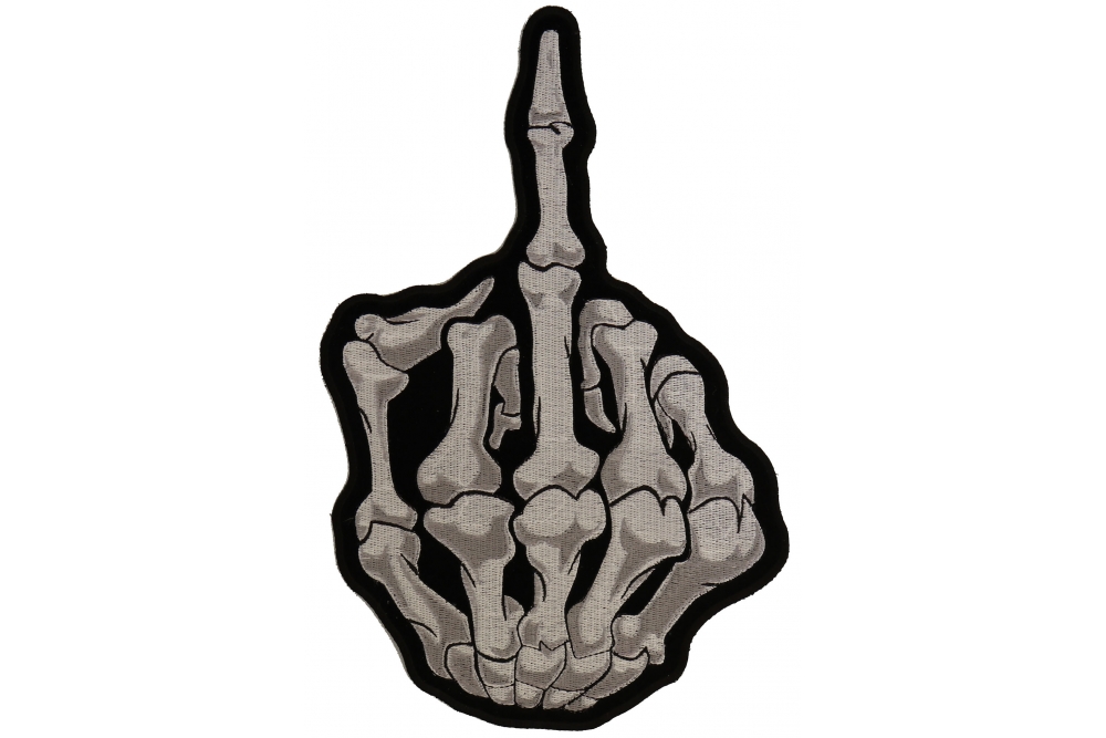 Skeleton Middle Finger Patch Large