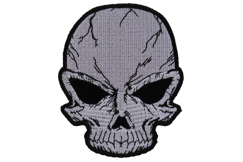 Small Cracked Skull Patch Grey