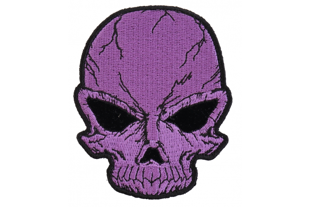 Small Cracked Skull Patch Purple