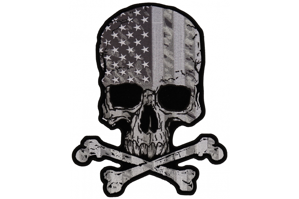 Subdued American Flag Skull Back Patch