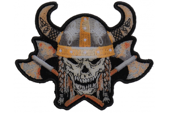 Viking Warrior Axes Skull Patch