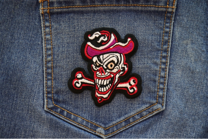 Crazy Skull and Bone Patch shown on jeans