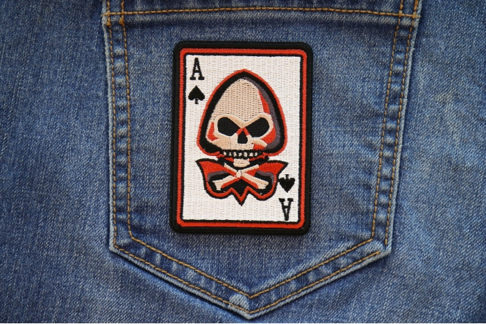 Skull Ace of Spades Patch shown on jeans