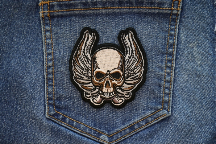 Skull and Wings Patch shown on jeans