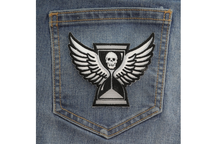 You are out of time pirate patch shown on jeans