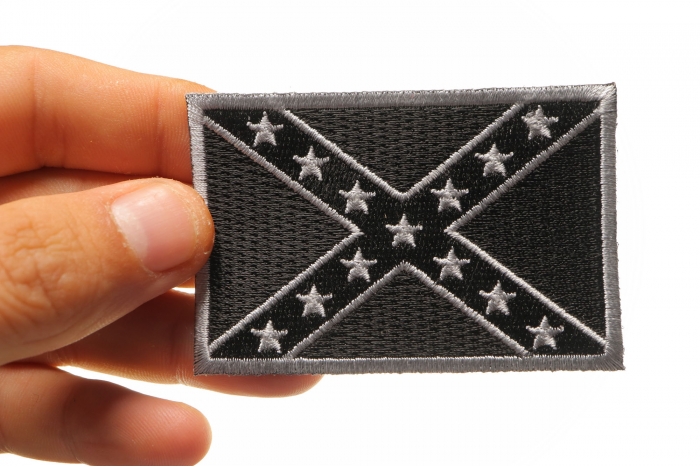 Black Rebel Flag Patch shown on hand for size comparison