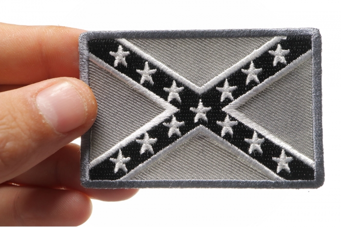 Subdued Confederate Flag Patch shown on hand for size comparison