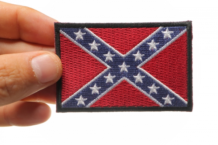 Subdued Rebel Flag Patch shown on hand for size comparison