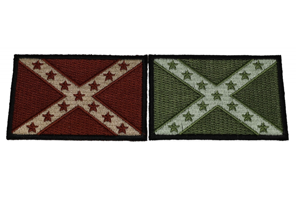 Set of 2 Brown and Green Rebel Flag Patches