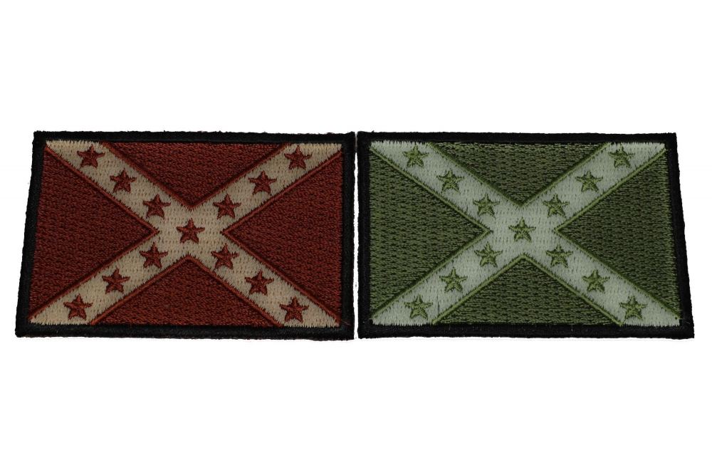 Set of 2 Brown and Green Rebel Flag Patches