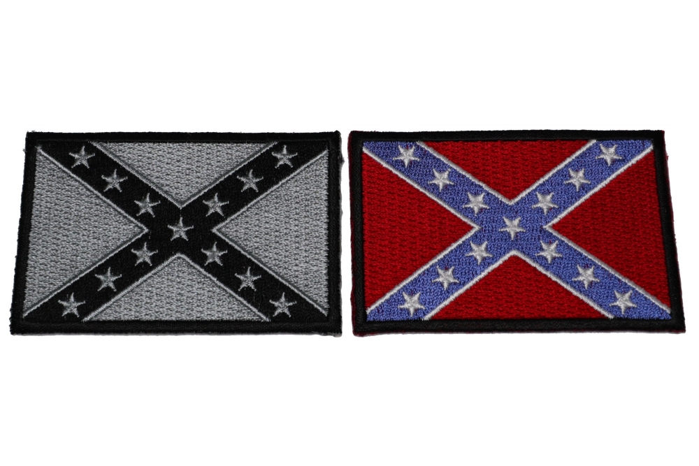 Set of 2 Rebel Flag Patches in Color and Black and Gray
