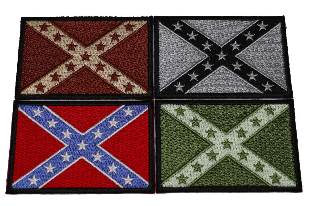 Set of 4 Rebel Flag Patches in Different Colors