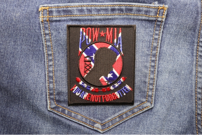 Confederate POW MIA Patch shown on jeans
