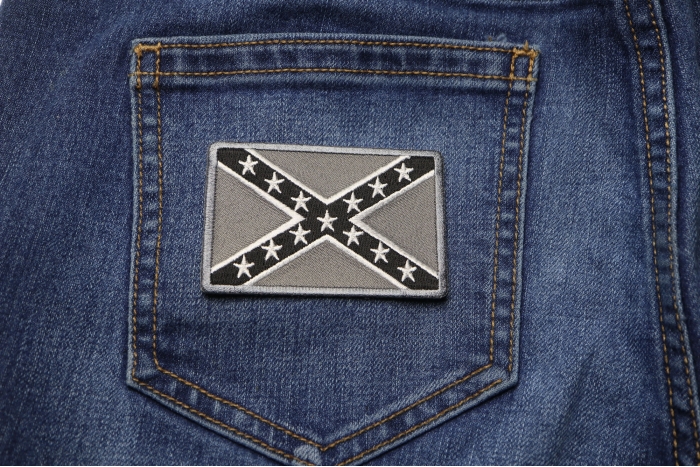Subdued Confederate Flag Patch shown on jeans