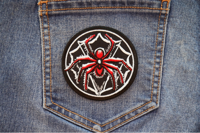 Spider Iron on Patch shown on jeans